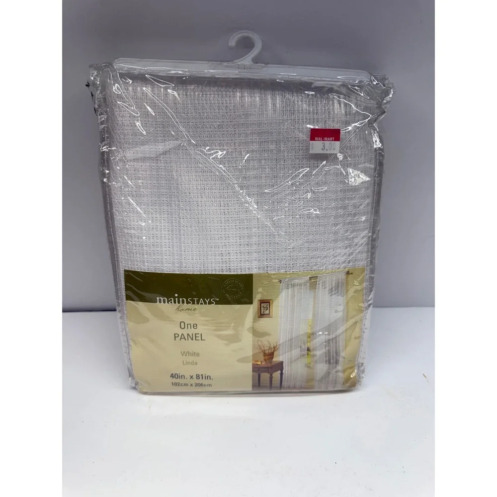 Mainstays Home Linda White Sheer Curtain Panel 40 x 81 Mesh Texture VPJ1873